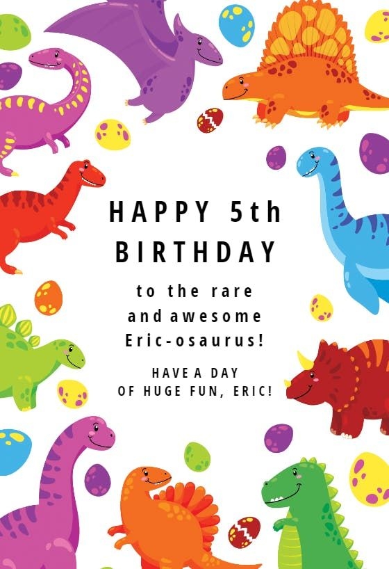 printable dinosaur birthday card