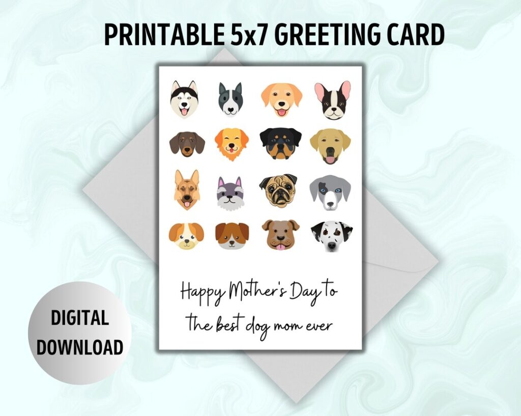 Printable Dog Mom Cards Printable Happy Mother 39 s Day Dog Etsy
