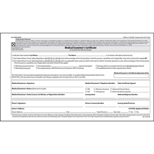 Printable Dot Medical Card Form Printable Forms Free Online