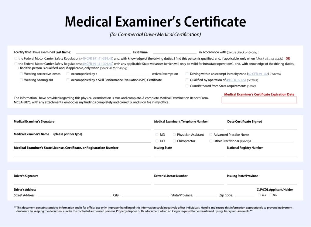 Printable Dot Medical Card Form Printable Forms Free Online