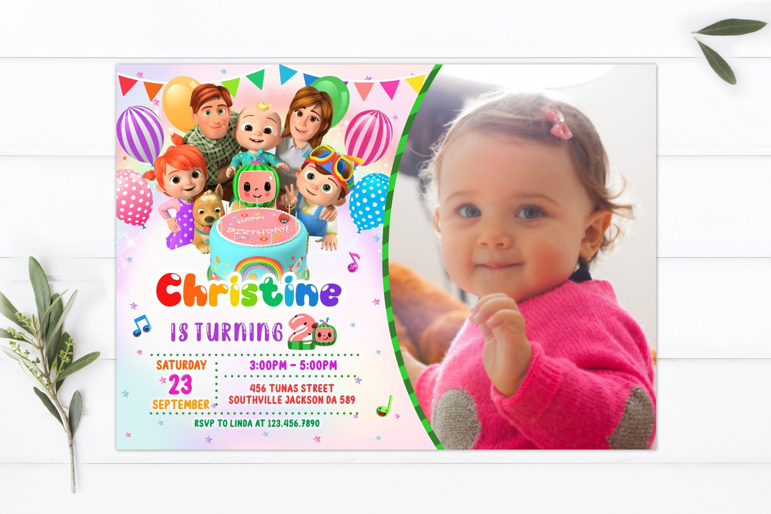 Printable Downloadable Blank Cocomelon Invitation Template Free