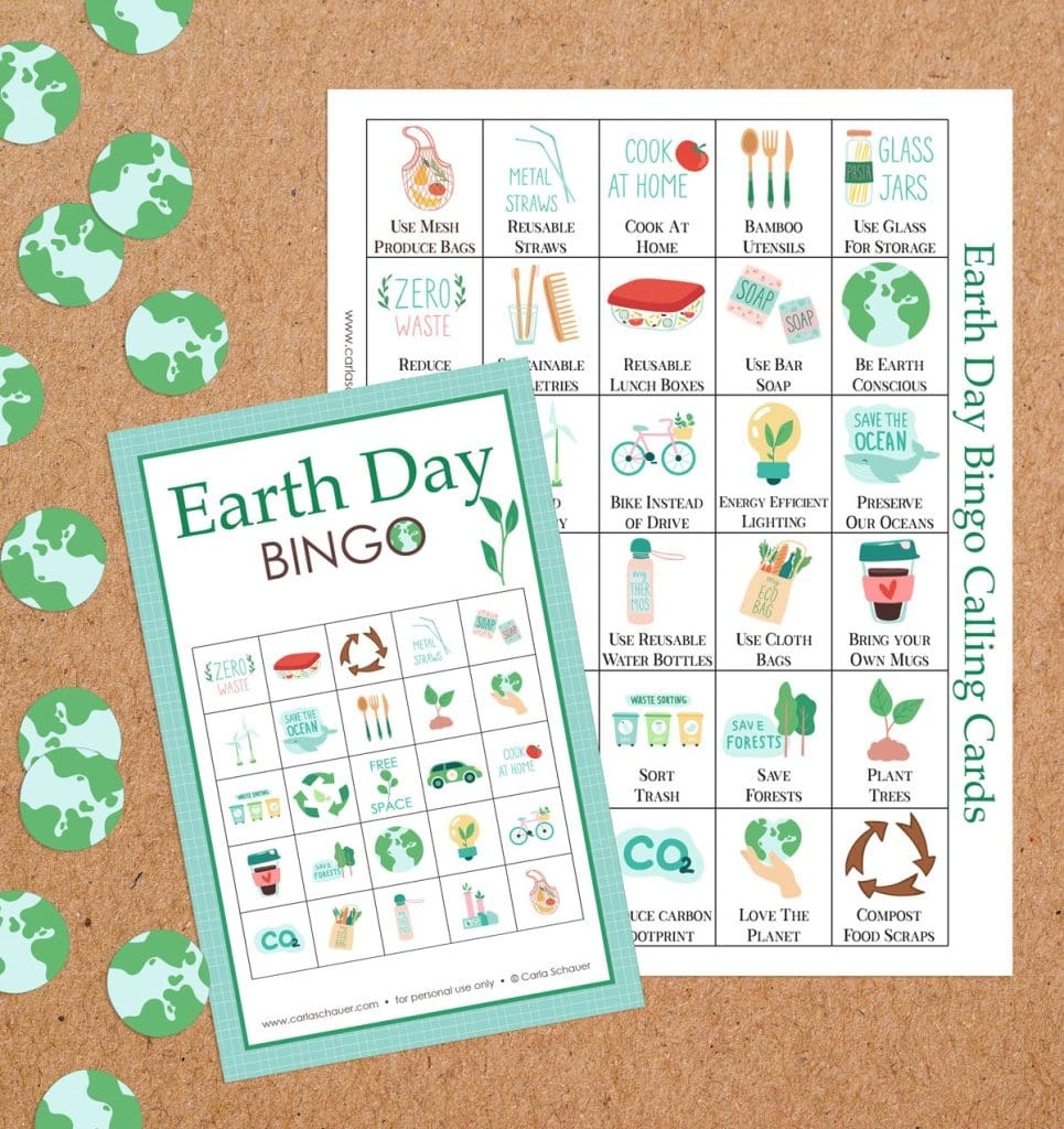 Printable Earth Day Bingo Cards Carla Schauer Designs