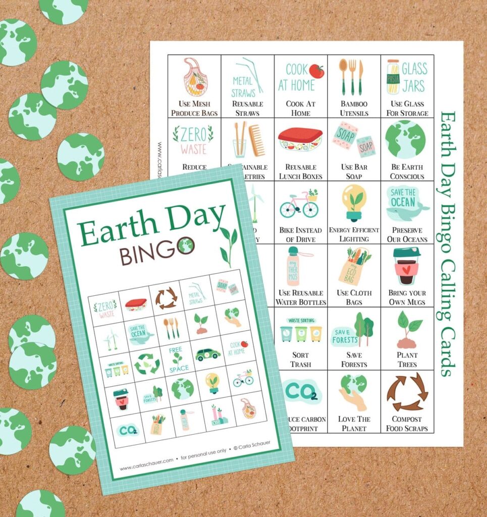 Printable Earth Day Bingo Cards Carla Schauer Designs