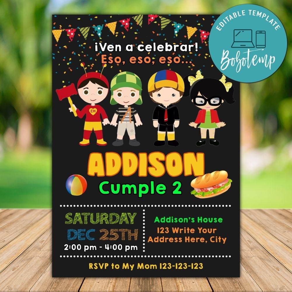Printable El Chavo Del Ocho Invitation Template Instant Download Bobotemp