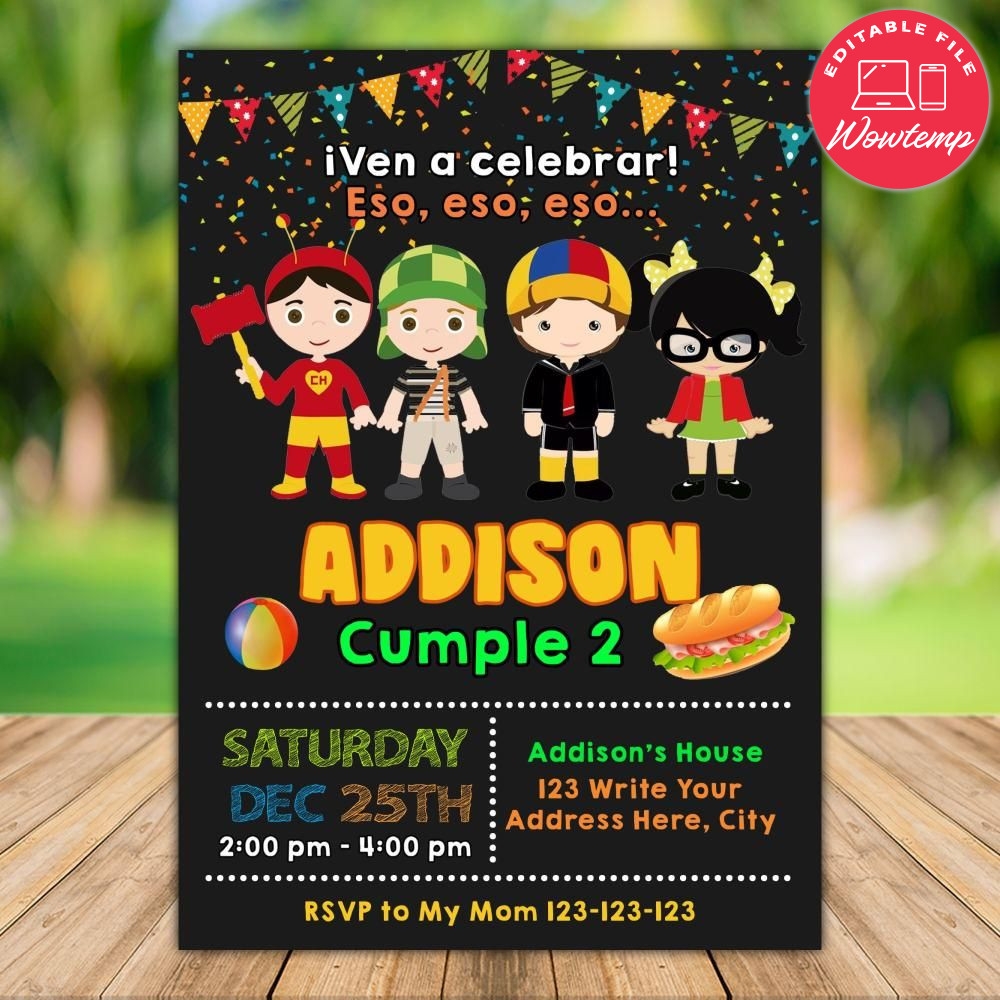 Printable El Chavo Del Ocho Invitation Template Instant Download Wowtemp