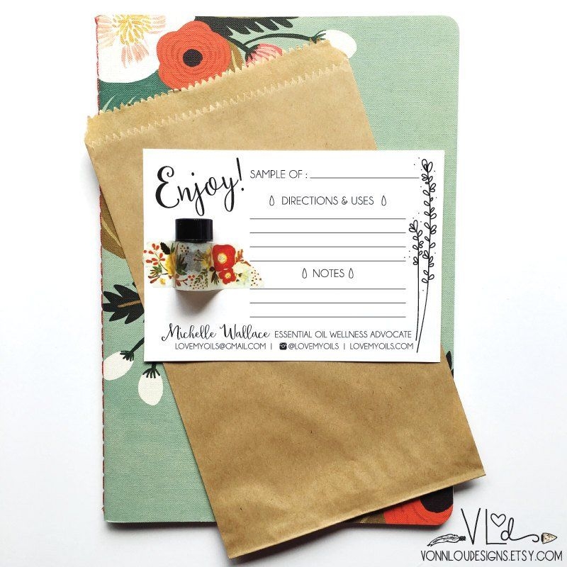 Printable Essential Oil Sample Cards Hand Illustrated Design Etsy 