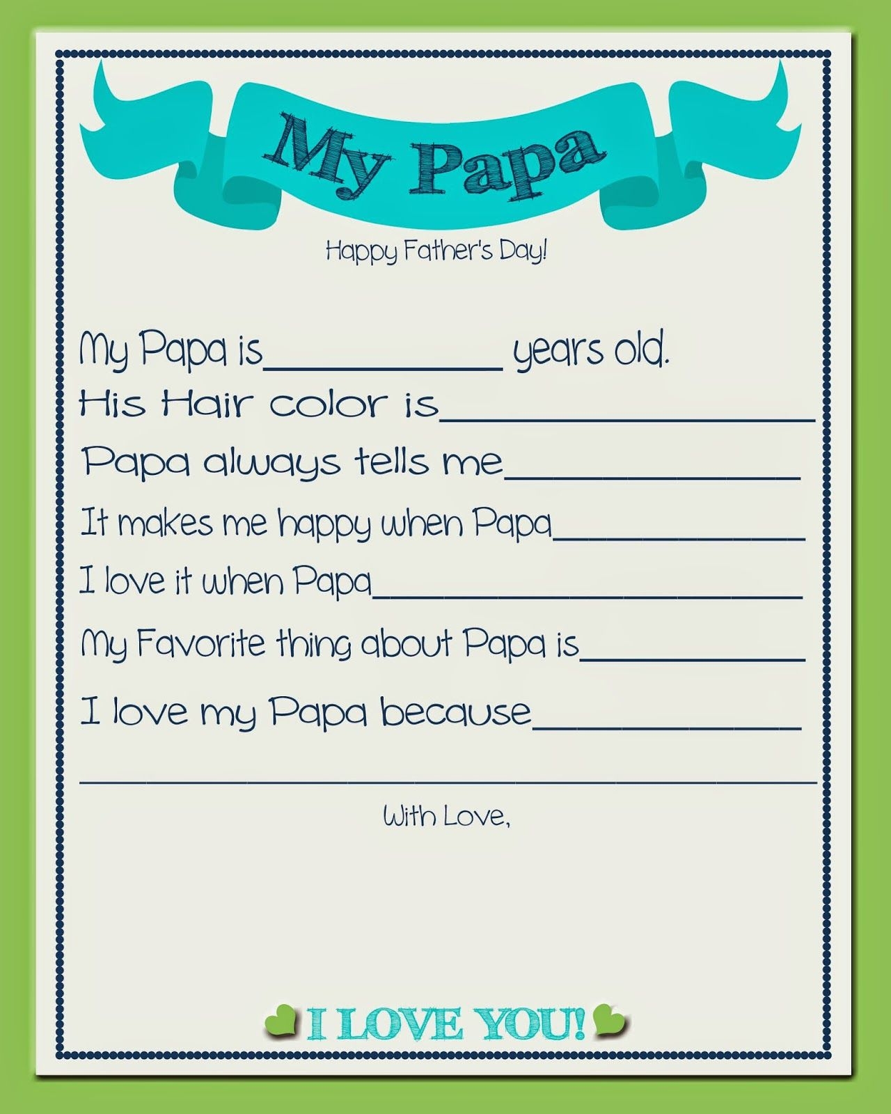 Printable Fathers Day Cards For Papa Get What You Need For Free