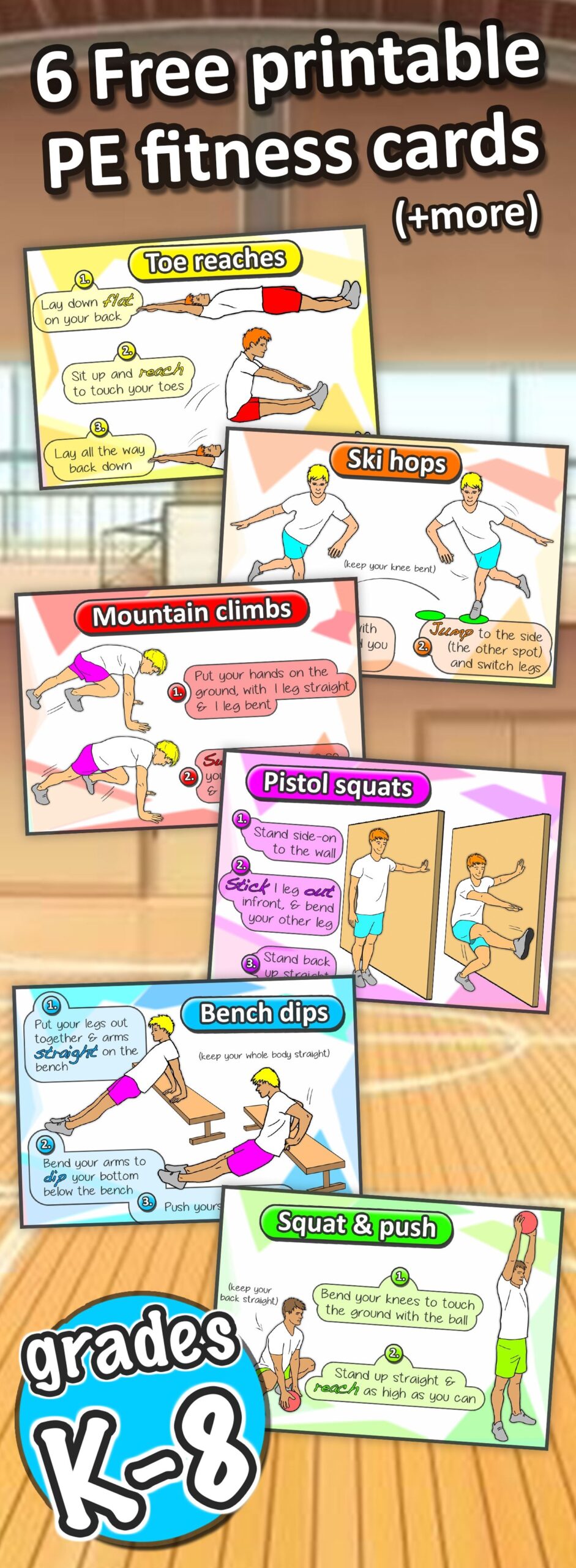 Printable Fitness Circuit Station Cards Carol Reeder