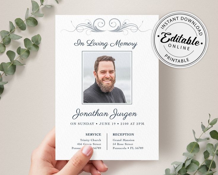 Printable Funeral Announcement Cards Printable Calendars AT A GLANCE