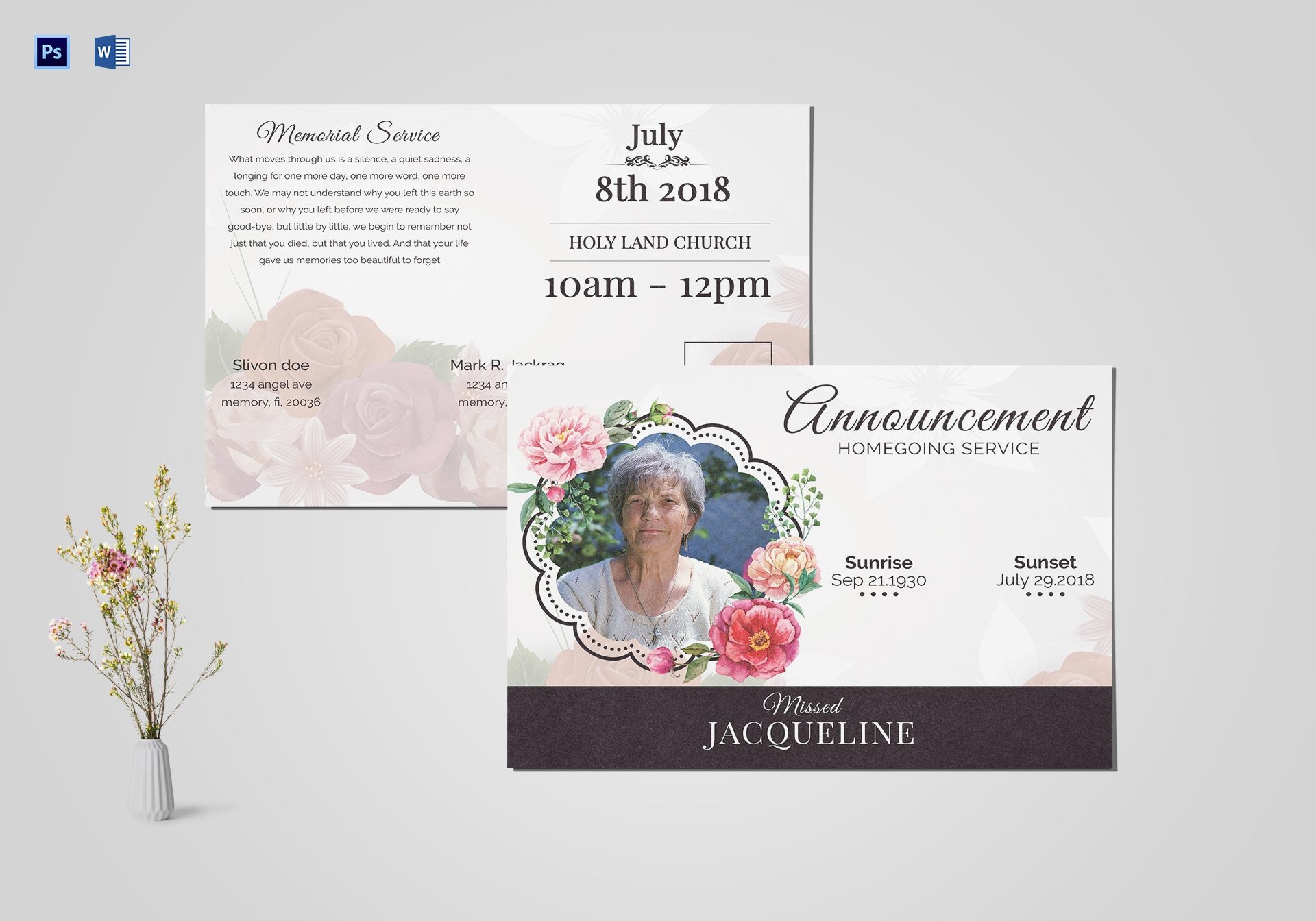 printable funeral announcement cards
