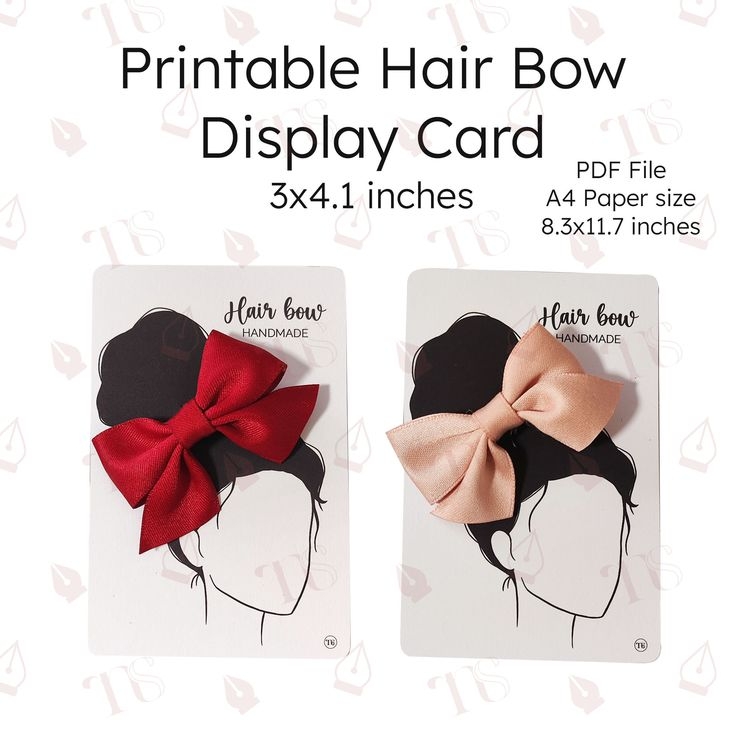 Printable Hair Bow Display Cards Hair Bow Display Card Template Bow