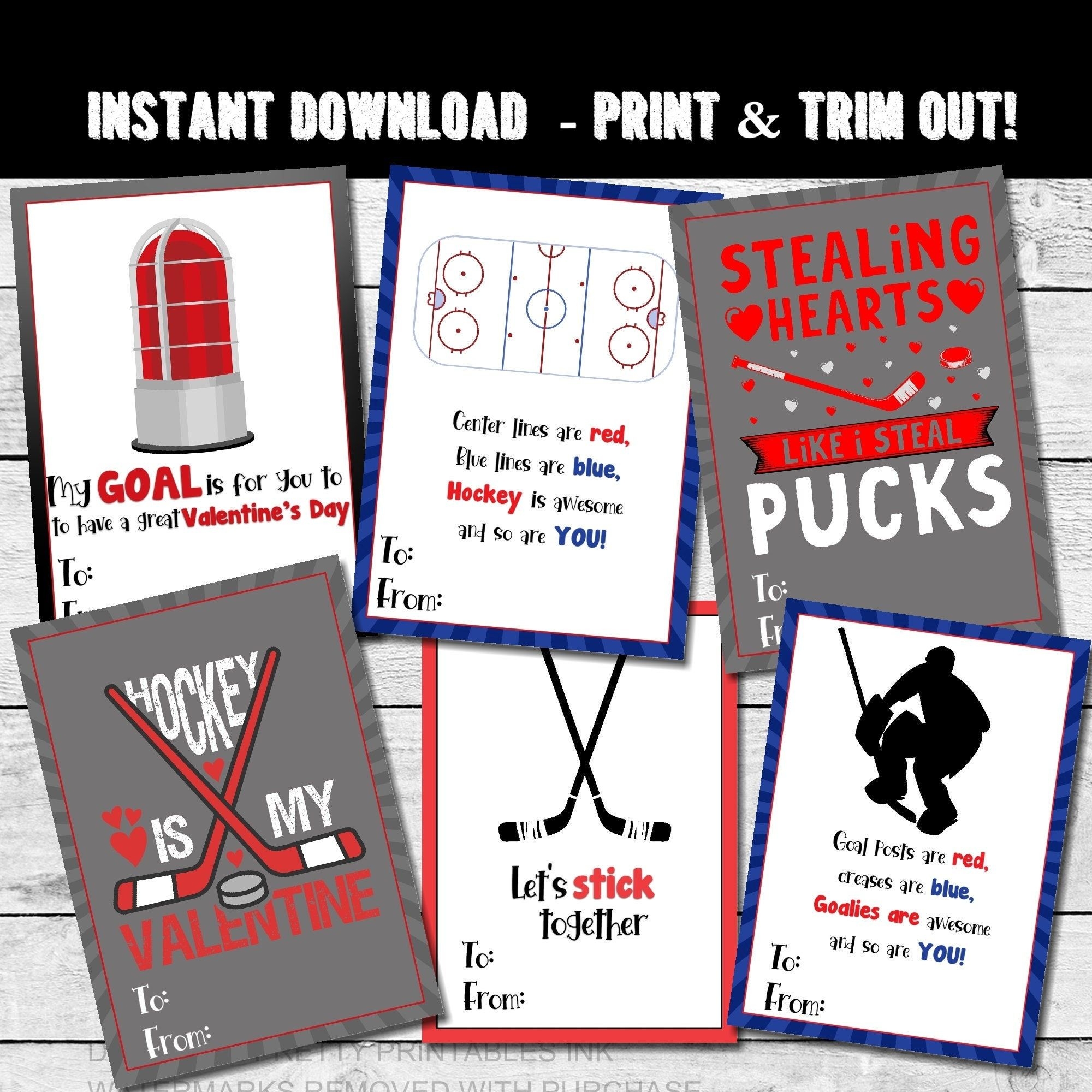 Printable Hockey Valentines Cards Kids Valentines Cards Printable 