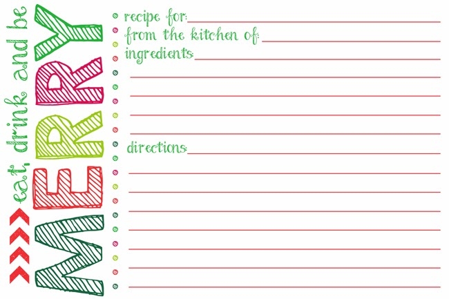 printable holiday recipe card templates