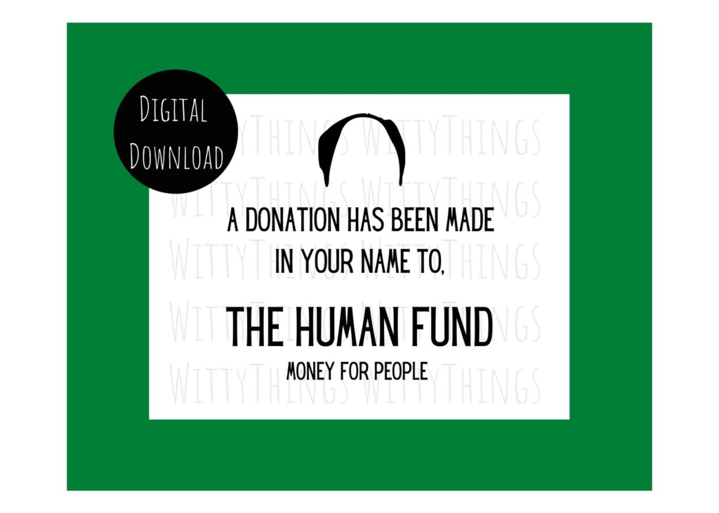 Printable Human Fund Card Digital Download Instant Download