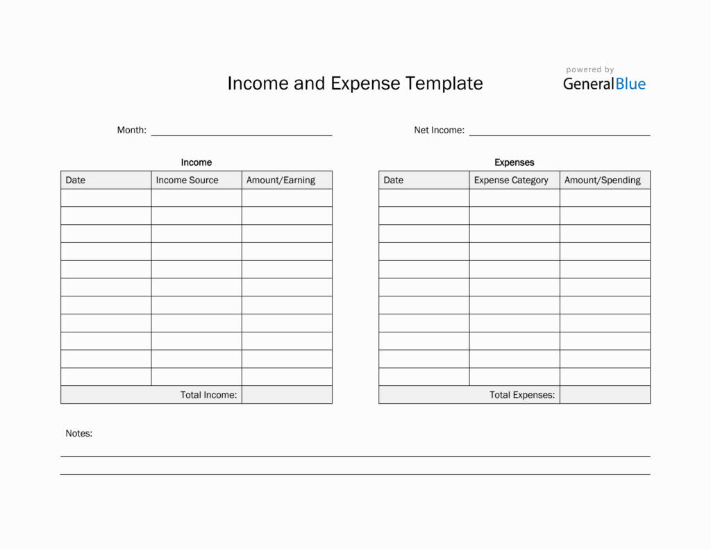 Printable Income And Expense Template In PDF Worksheets Library