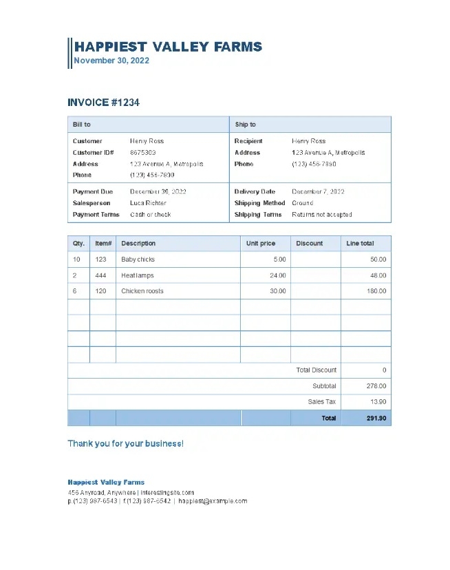 Printable Invoice Template Free Free Download And Print For You