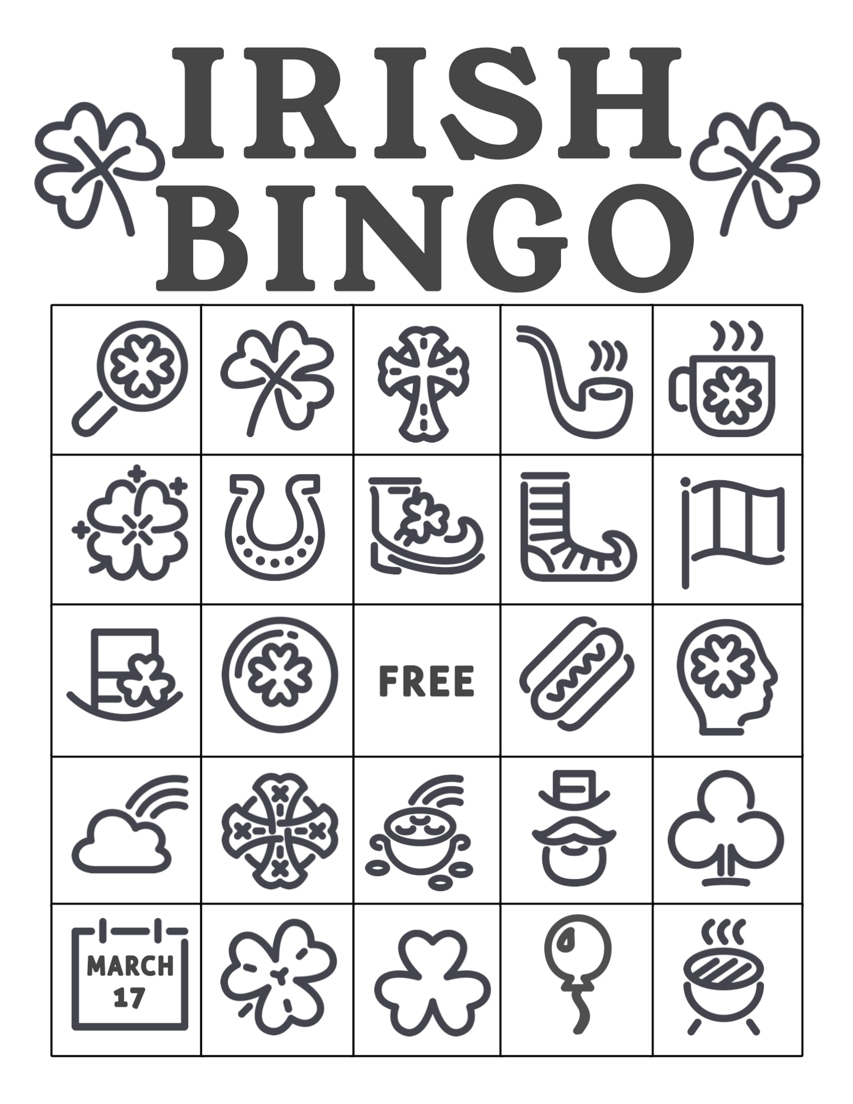 Printable Irish Bingo Cards Printable Lab