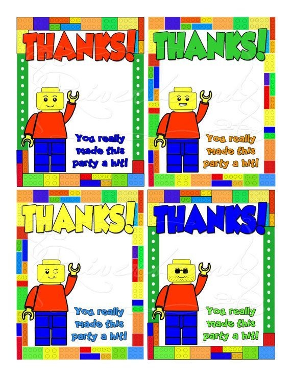 Printable LEGO Thank You Cards Lego Birthday Cards Birthday Card