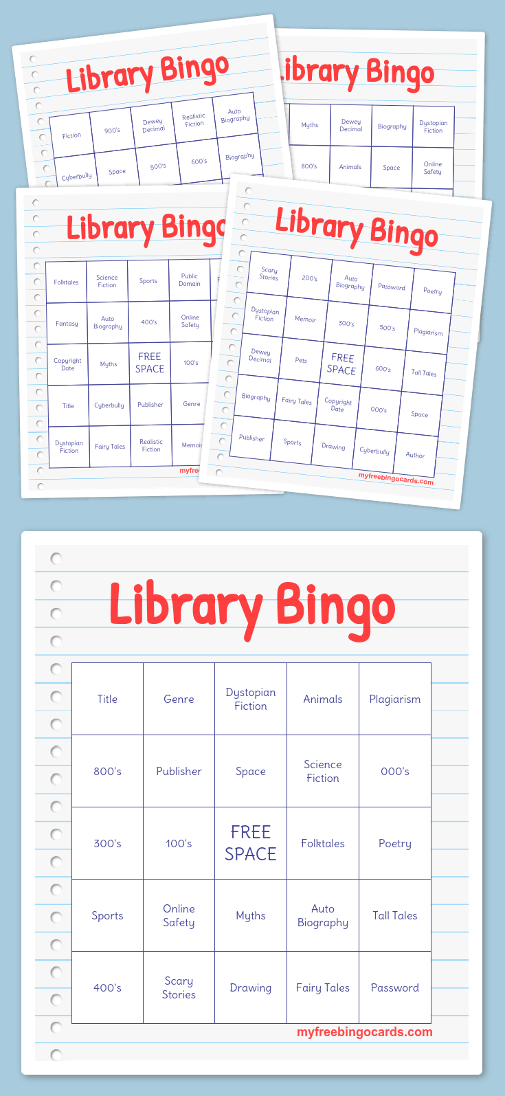 Printable Library Bingo Cards Printable Lab