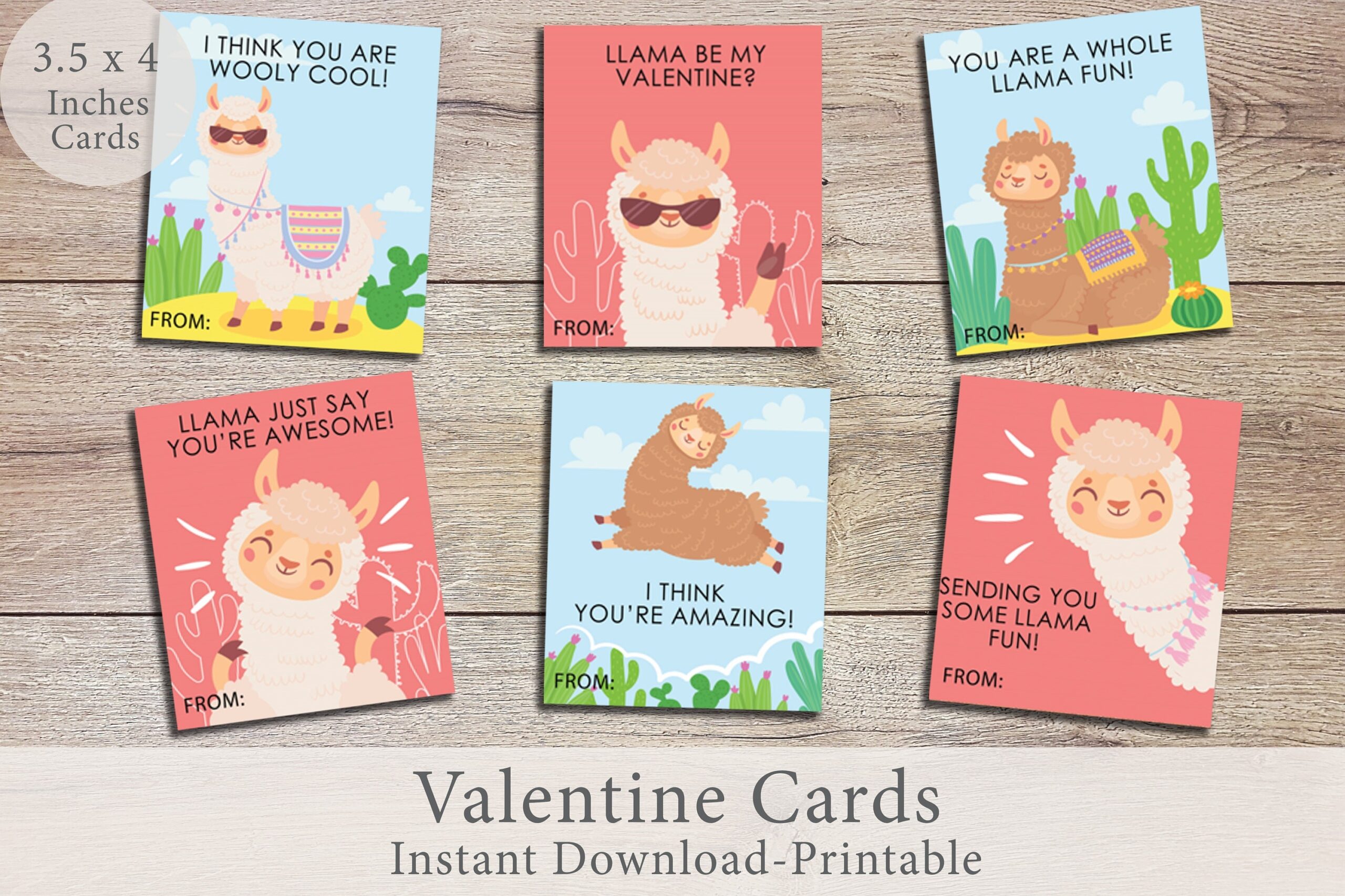 printable llama valentine cards