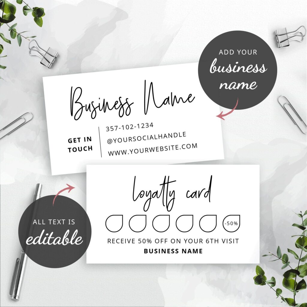 Printable Loyalty Card Simple Customer Rewards Card Template Etsy