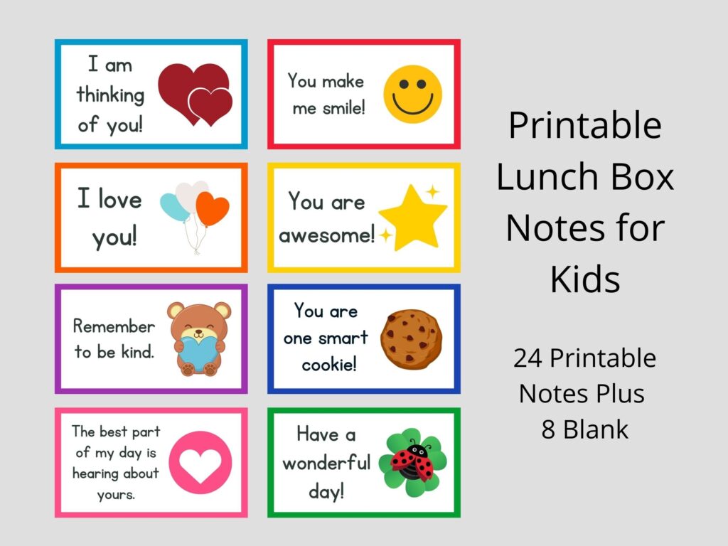 Printable Lunch Box Notes For Kids Encouraging Notes For Kids