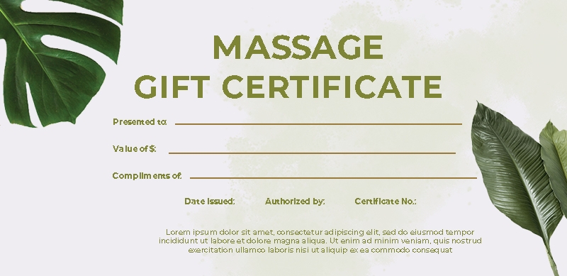 Printable Massage Gift Certificate Template Printable Free Templates