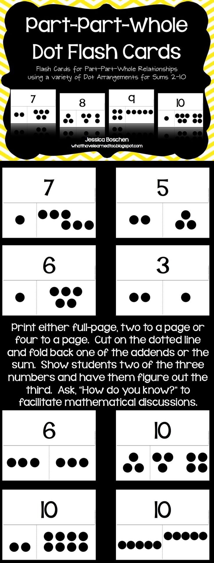 printable math dot flash cards