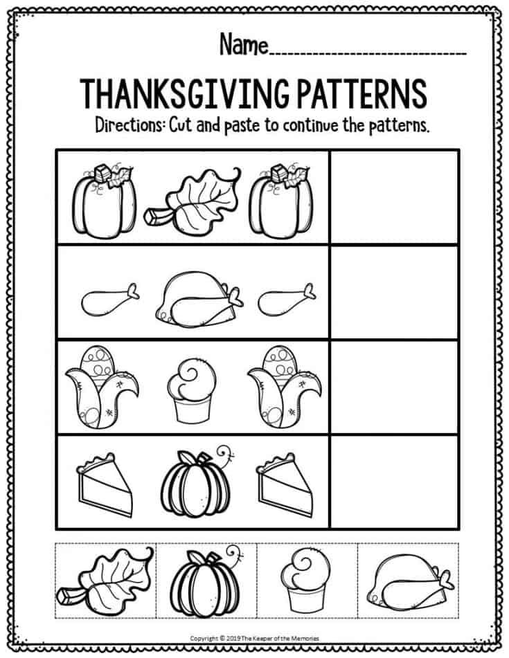 thanksgiving preschool worksheets