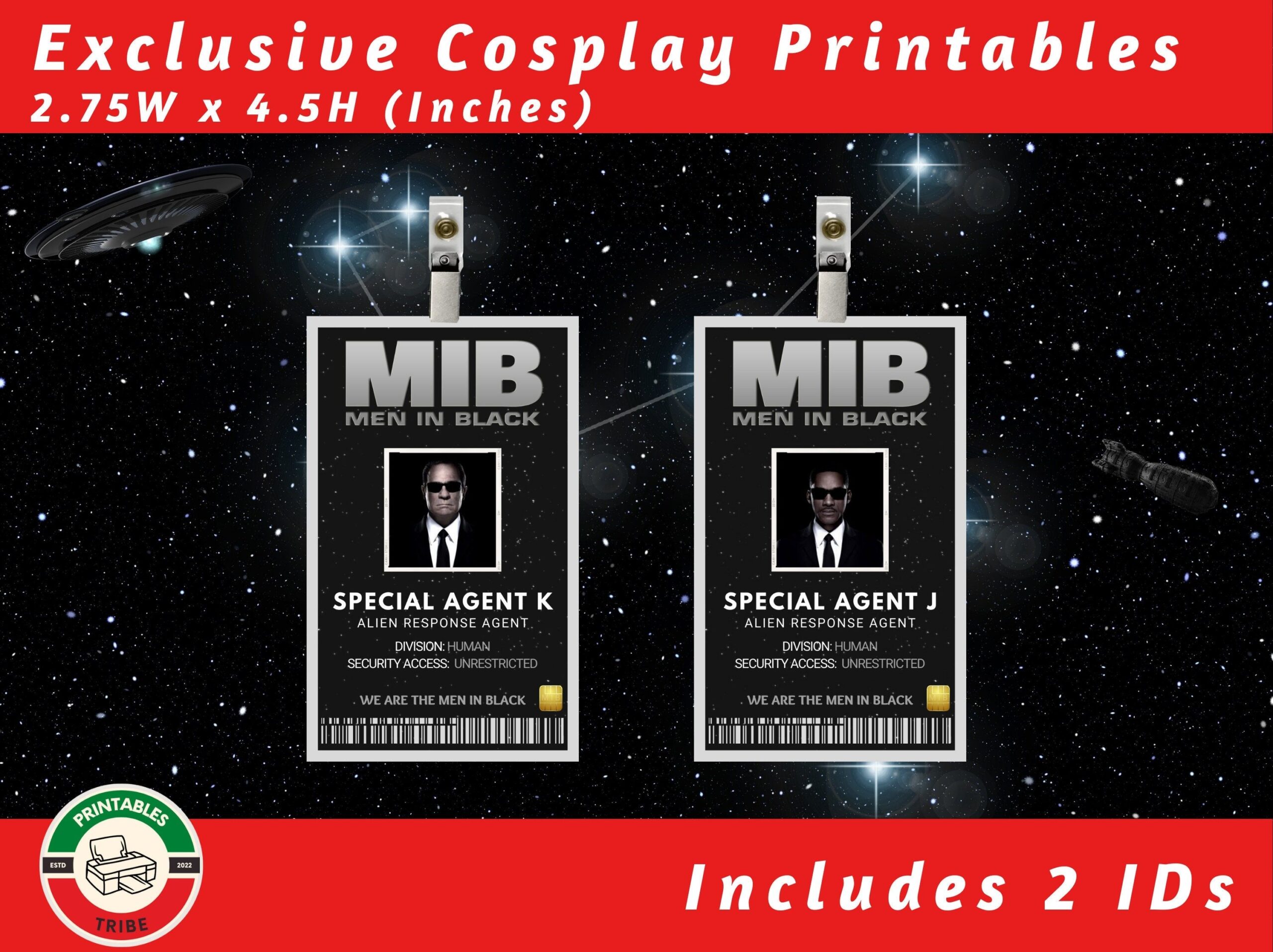 Printable Men In Black ID Badges MIB Agent ID Badge Office Parties Men 