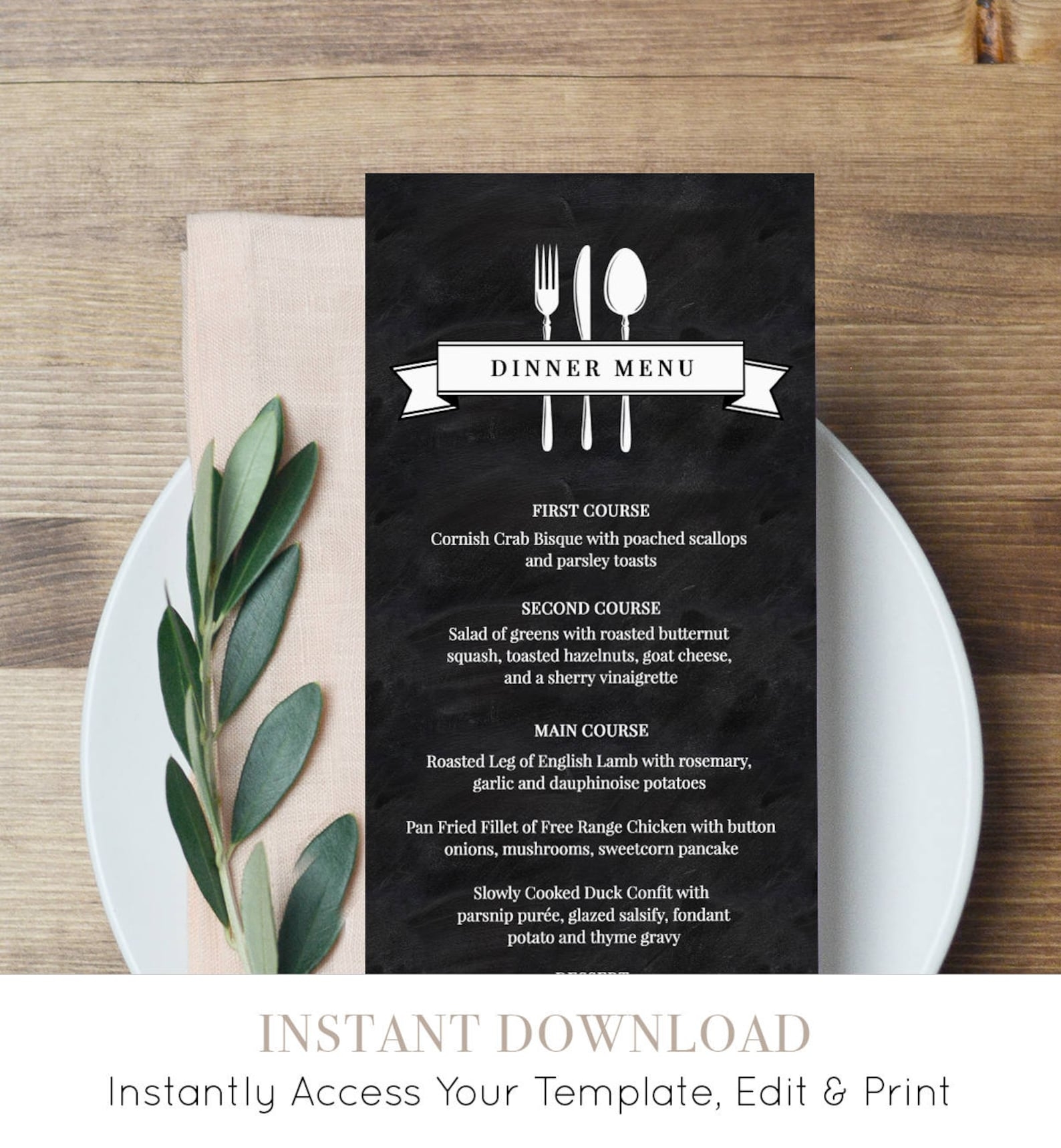 printable menu card template