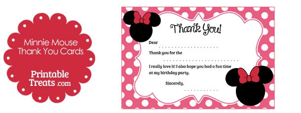 Printable Minnie Mouse Thank You Cards Printable Treats