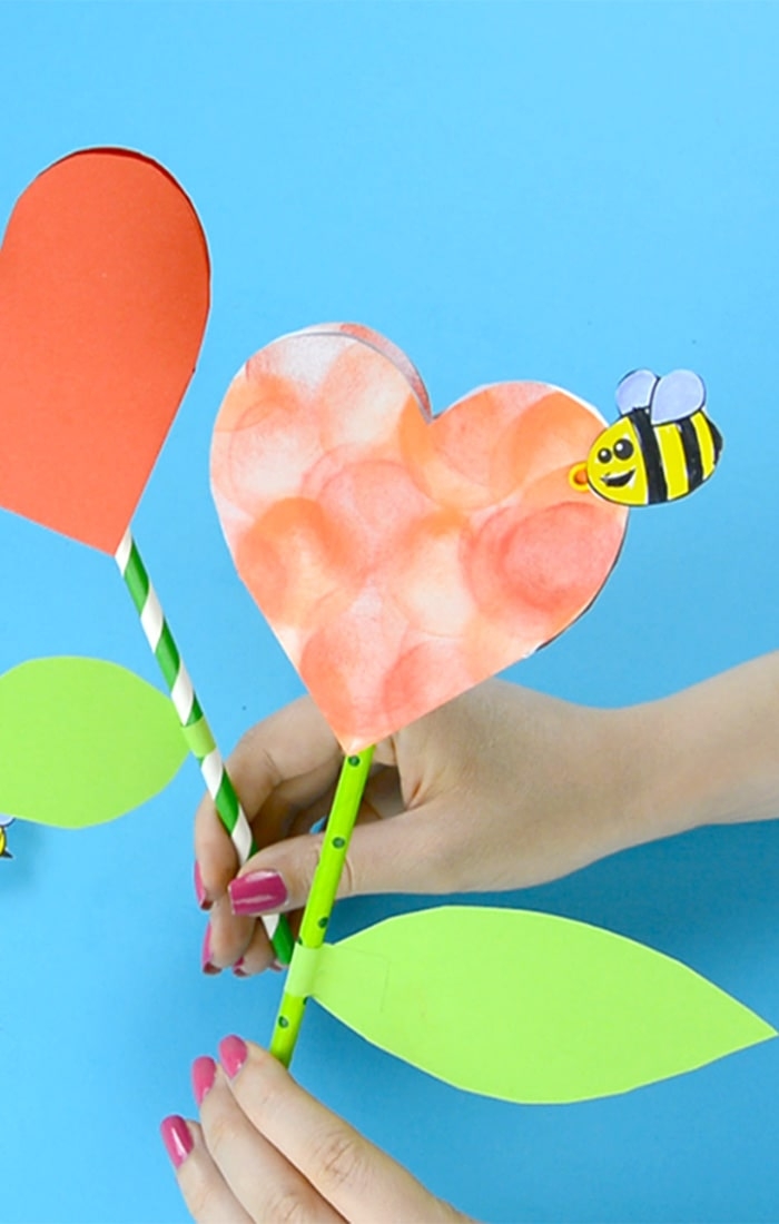 printable paper heart flower craft template