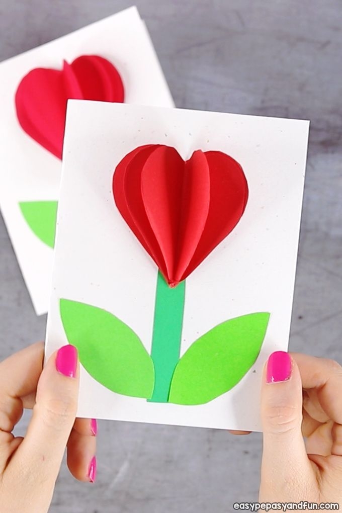 Printable Paper Heart Flower Craft Template