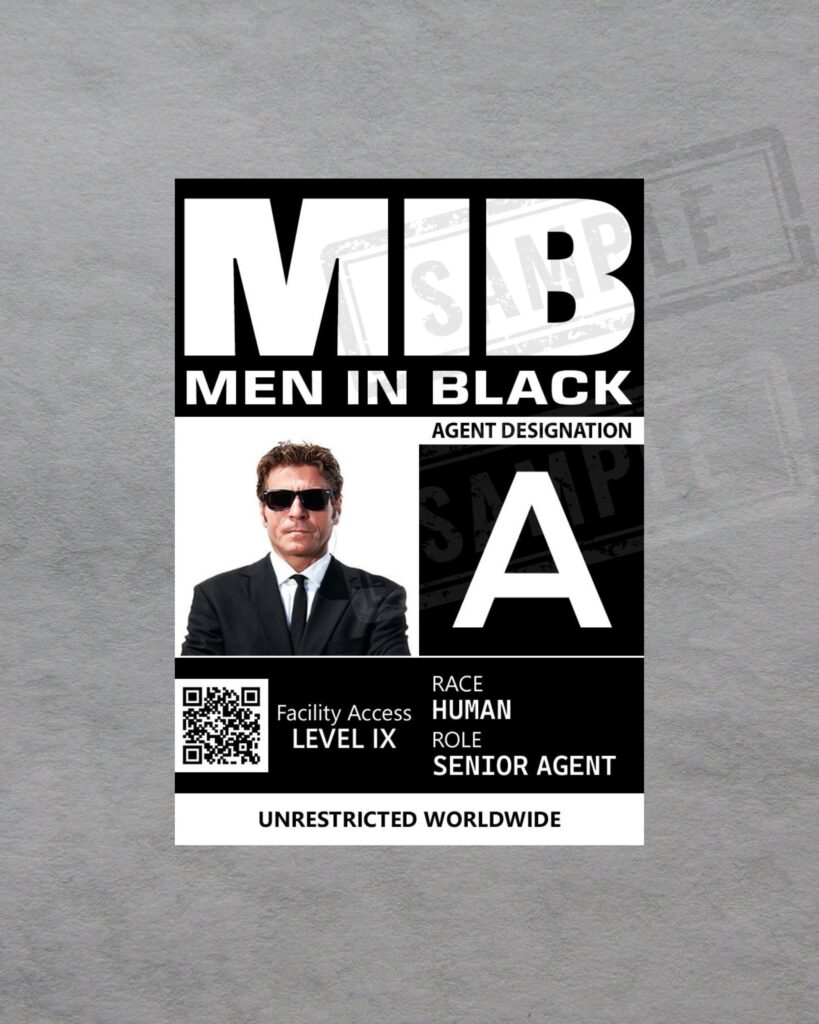 Printable Personalized MIB ID Card Men In Black ID Card Personalized