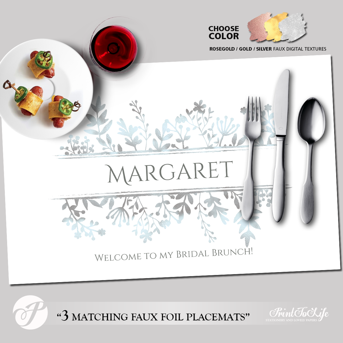 Printable Placemat Template Personalized For Bridal Showers And 