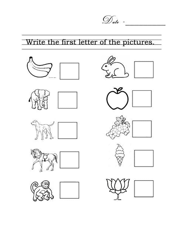 printable worksheets for nursery