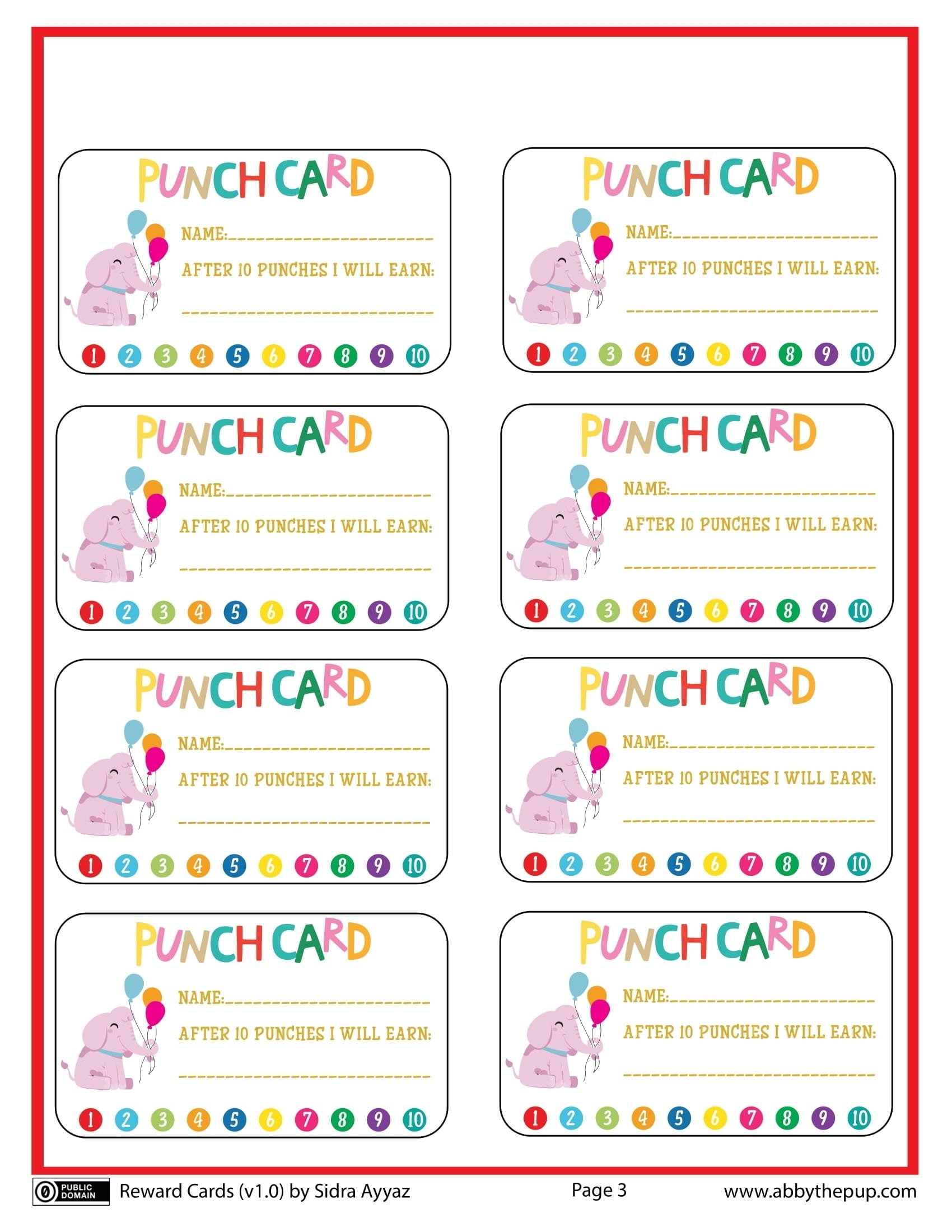 Printable Punch Card Template Free Printable