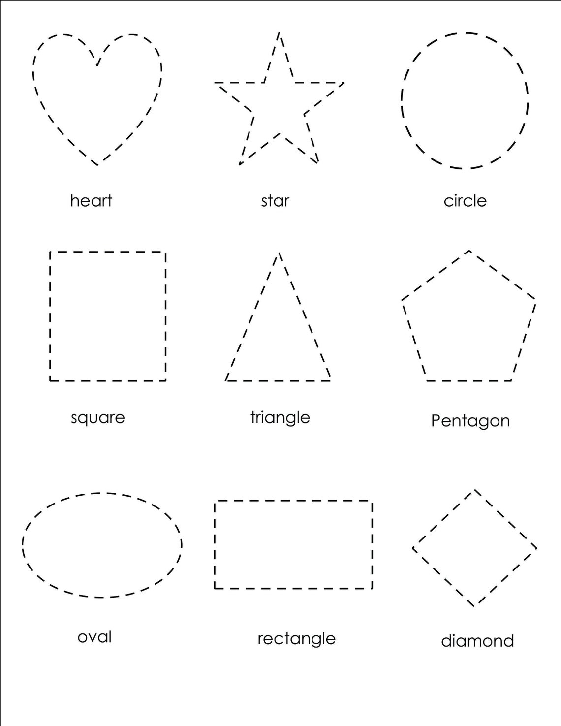 Printable Shape Tracing Worksheet Learning Practice Worksheet Etsy