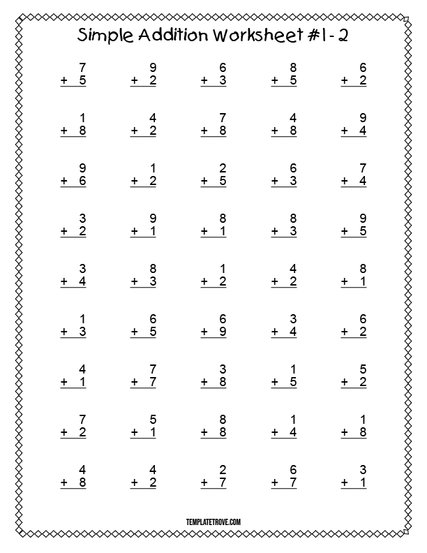 addition worksheet year 1 printable