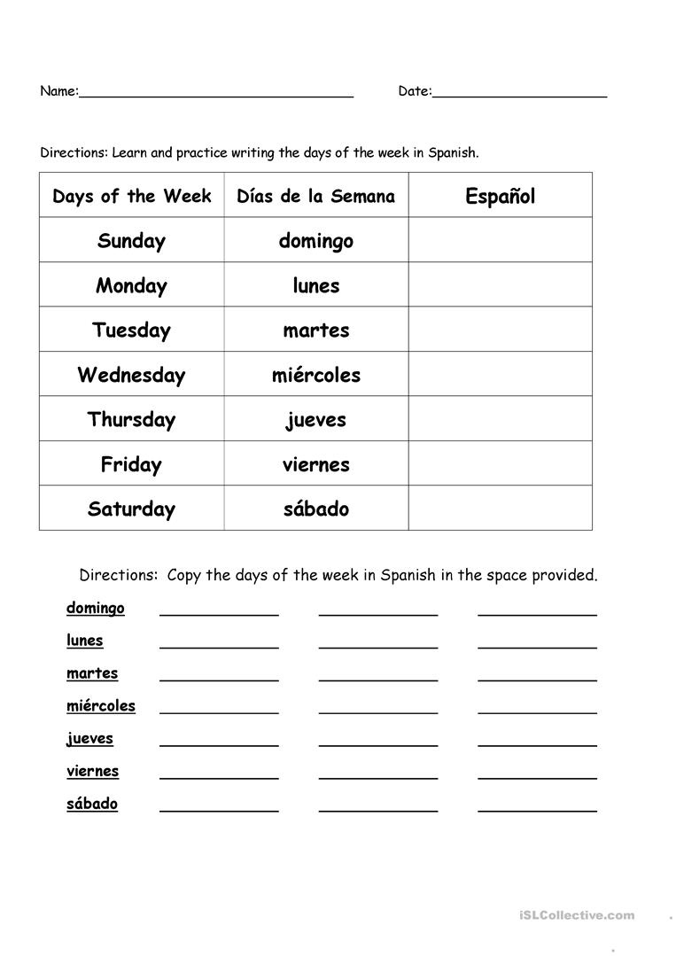 spanish worksheets pdf