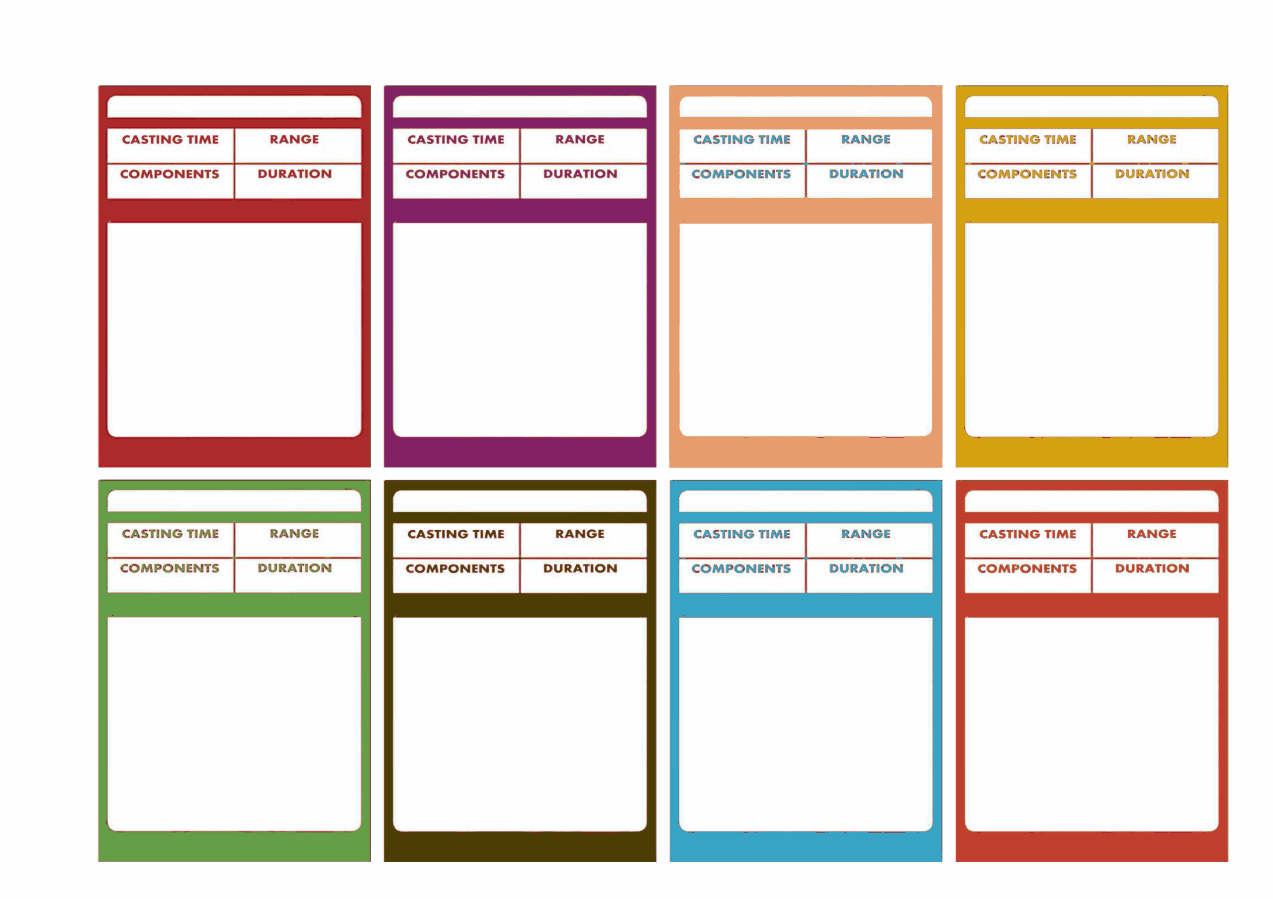 Printable Spell Cards 5e