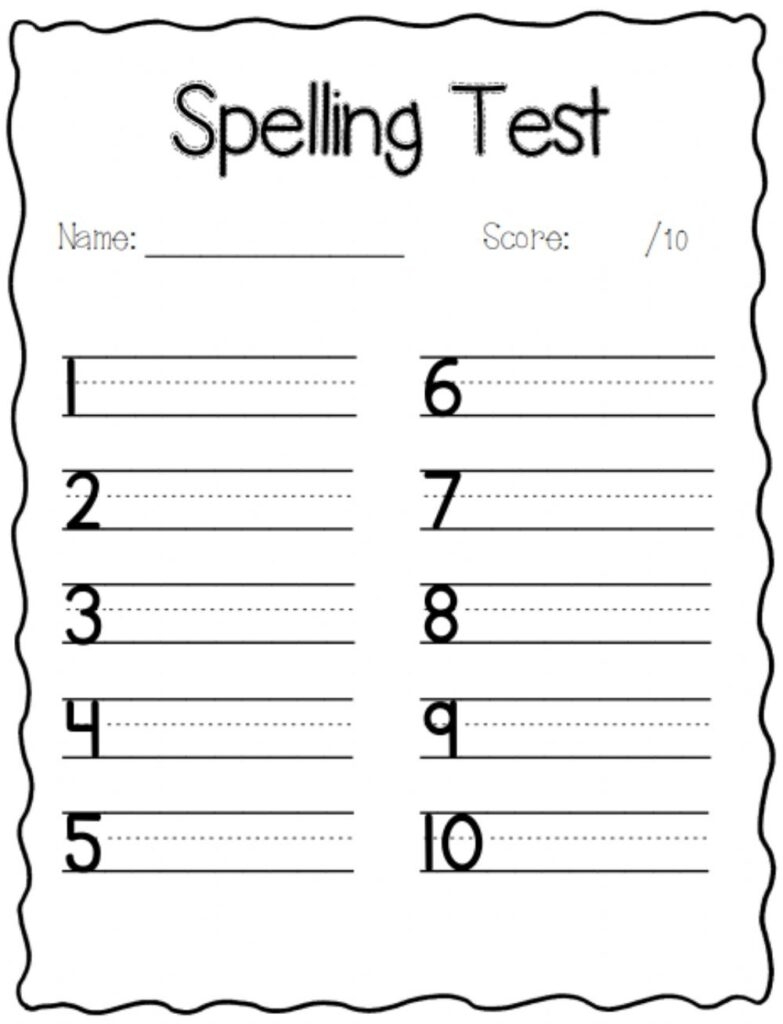 Printable Spelling Test Template Fillable Form 2023