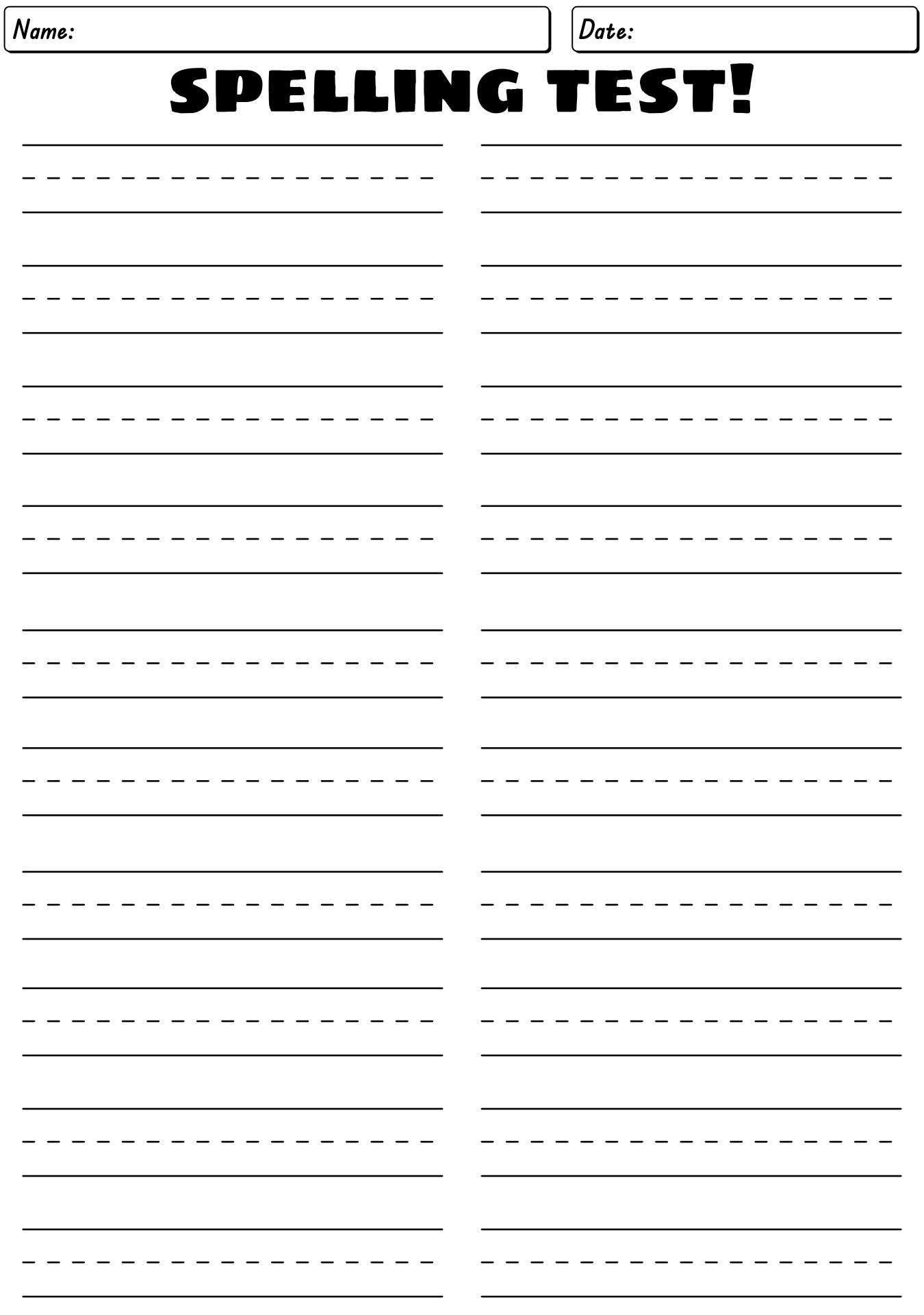 printable spelling worksheets