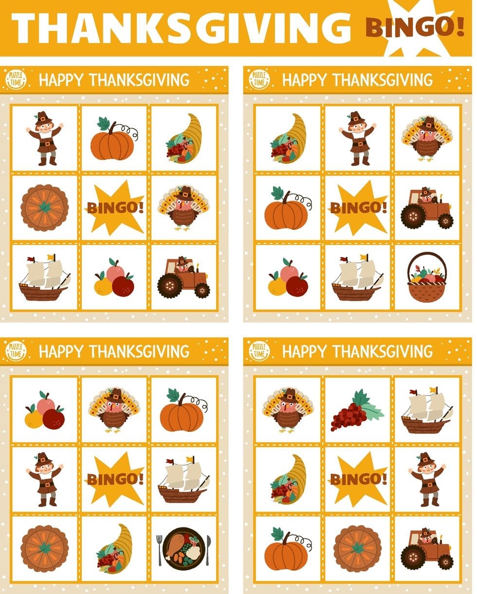 printable downloads free thanksgiving bingo cards with pictures