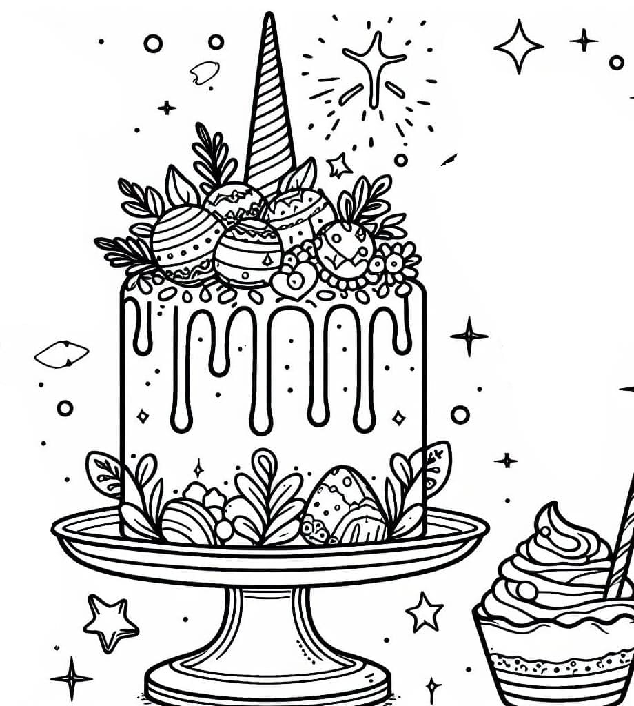 Printable Unicorn Cake Coloring Page Free Download And Print For You 
