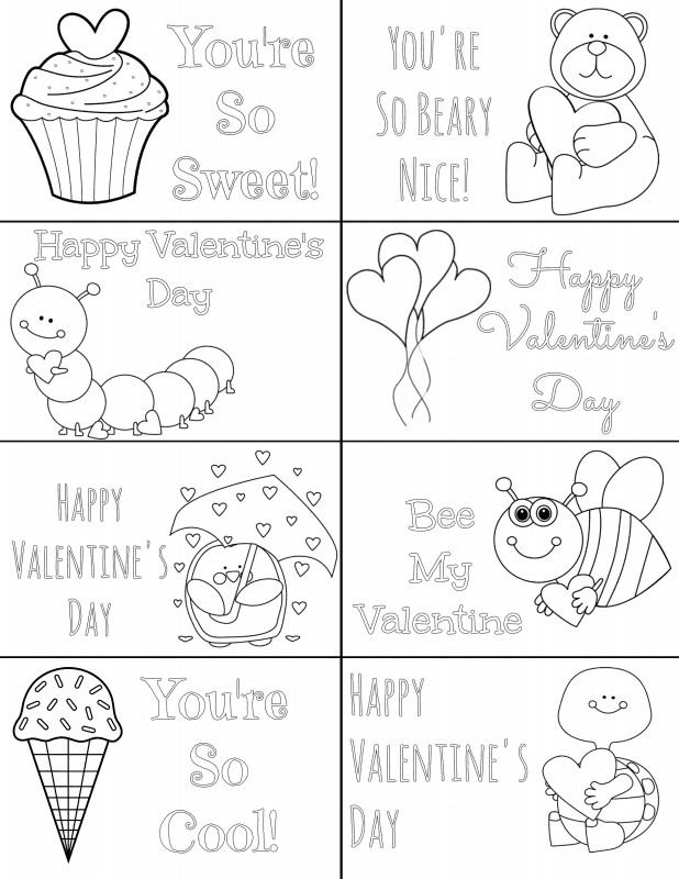 printable color valentines day cards