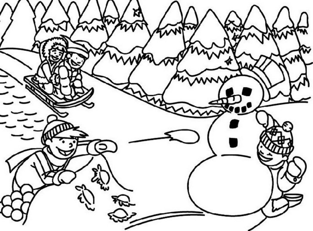Printable Winter Scene Coloring Pages Coloring Home