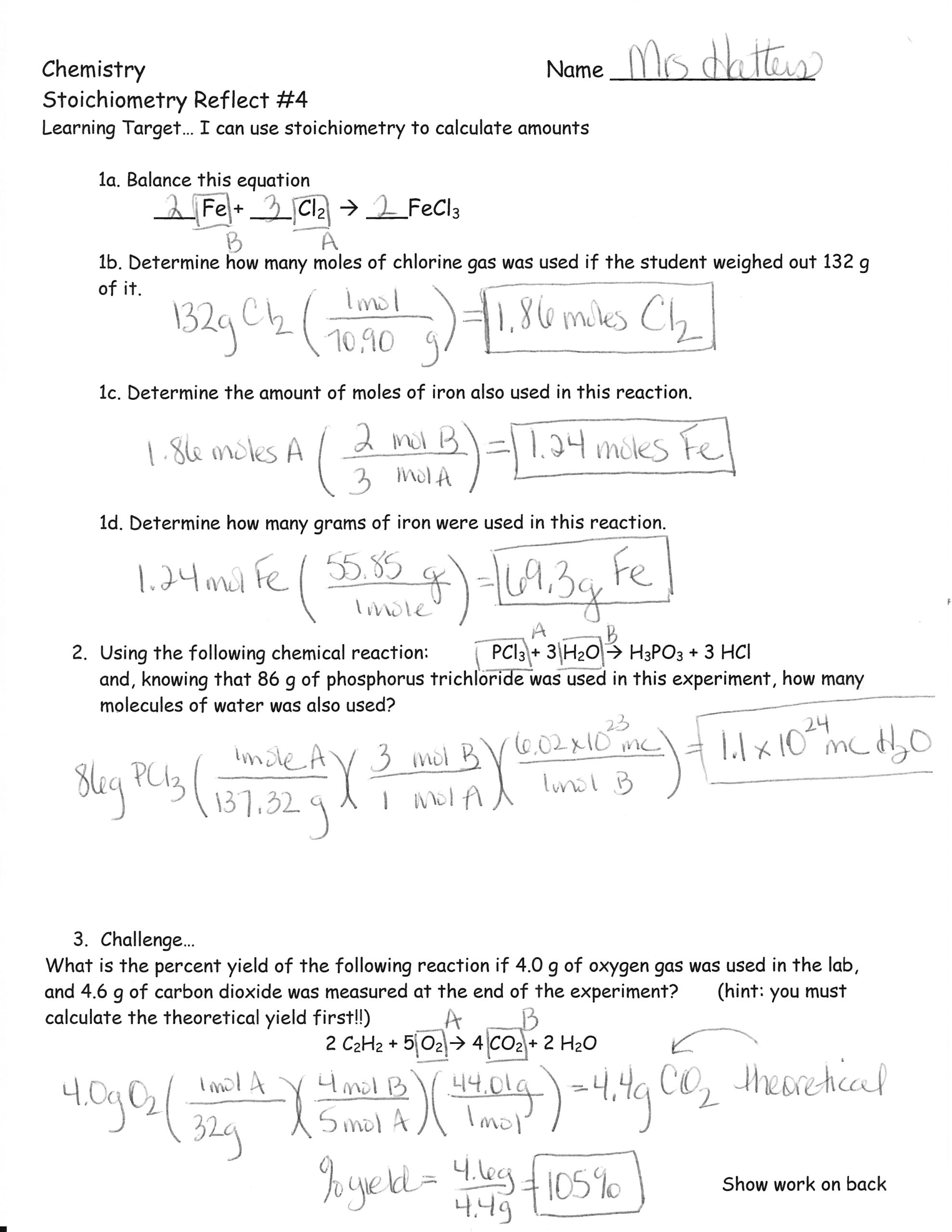 Printables Stoichiometry Worksheets Tempojs Thousands Of Printable 