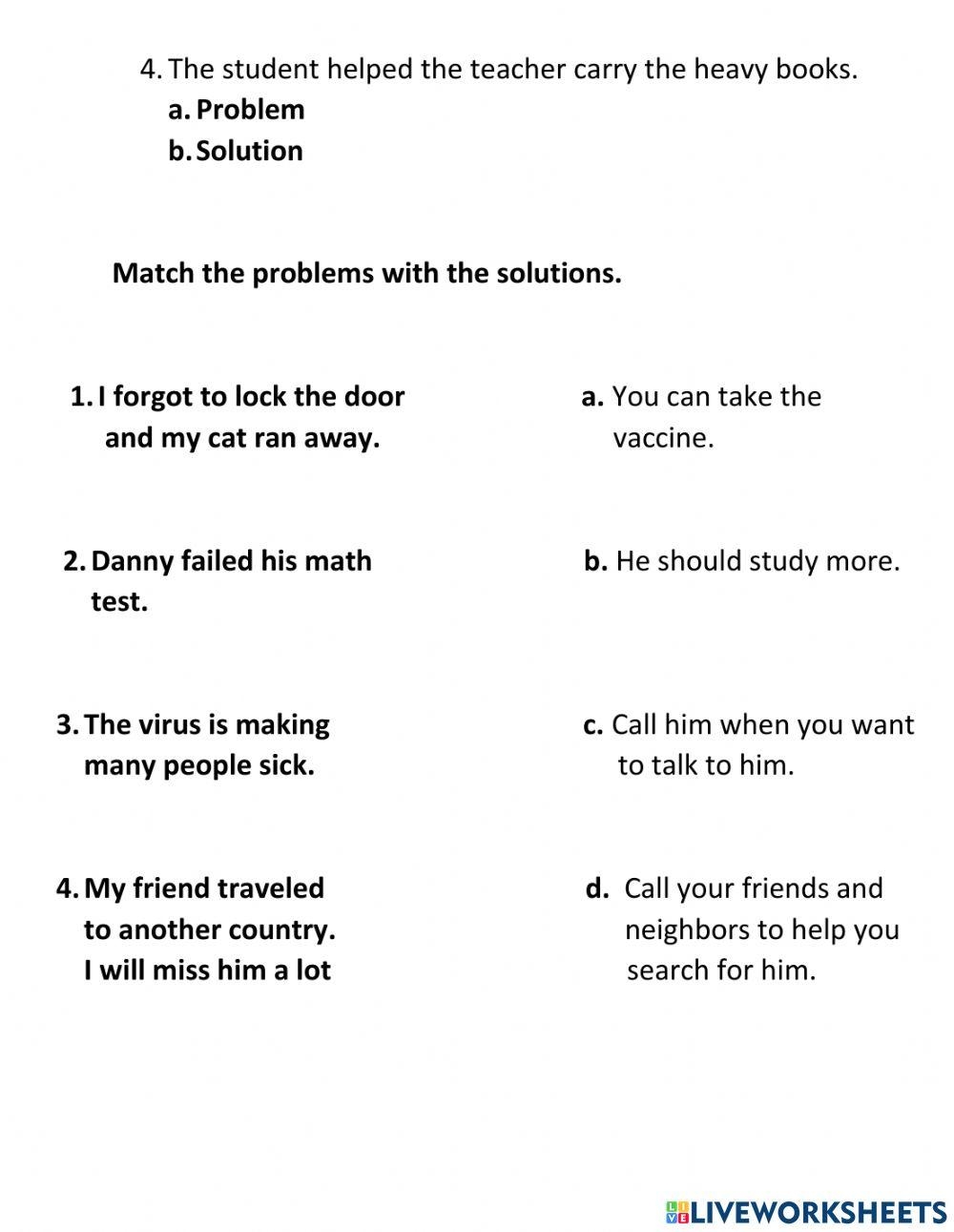 Problem Solution Comprehension Worksheet teacher Made Worksheets